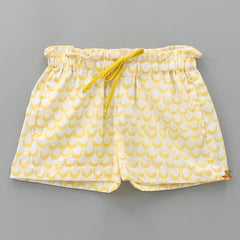 Pre Order: Moon Printed Yellow Top And Shorts