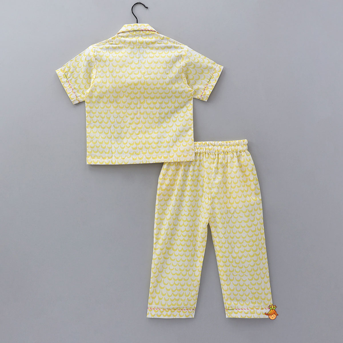 Moon Printed Yellow Shirt And Pyjama