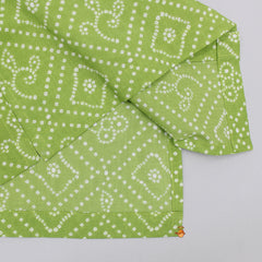 Pre Order: Bandhani Printed Pastel Green Ethnic Kurta And Pyjama