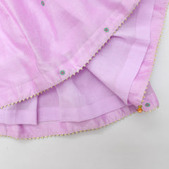 Pre Order: Thread Booti Embroidered Lilac Kurti And Sharara With Scalloped Dupatta