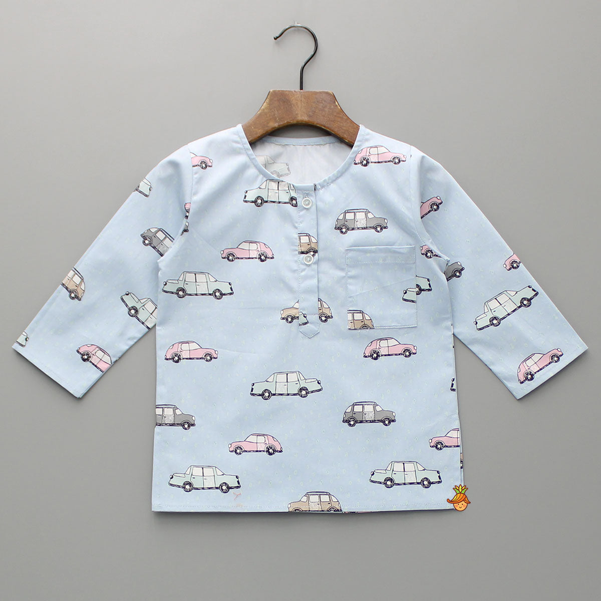 Car Printed Light Grey Sleepwear