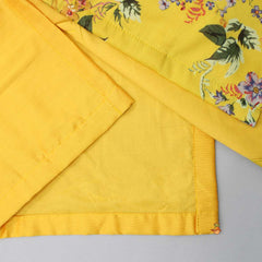 Pre Order: Front Open Adorable Floral Printed Yellow Kurta And Pyjama