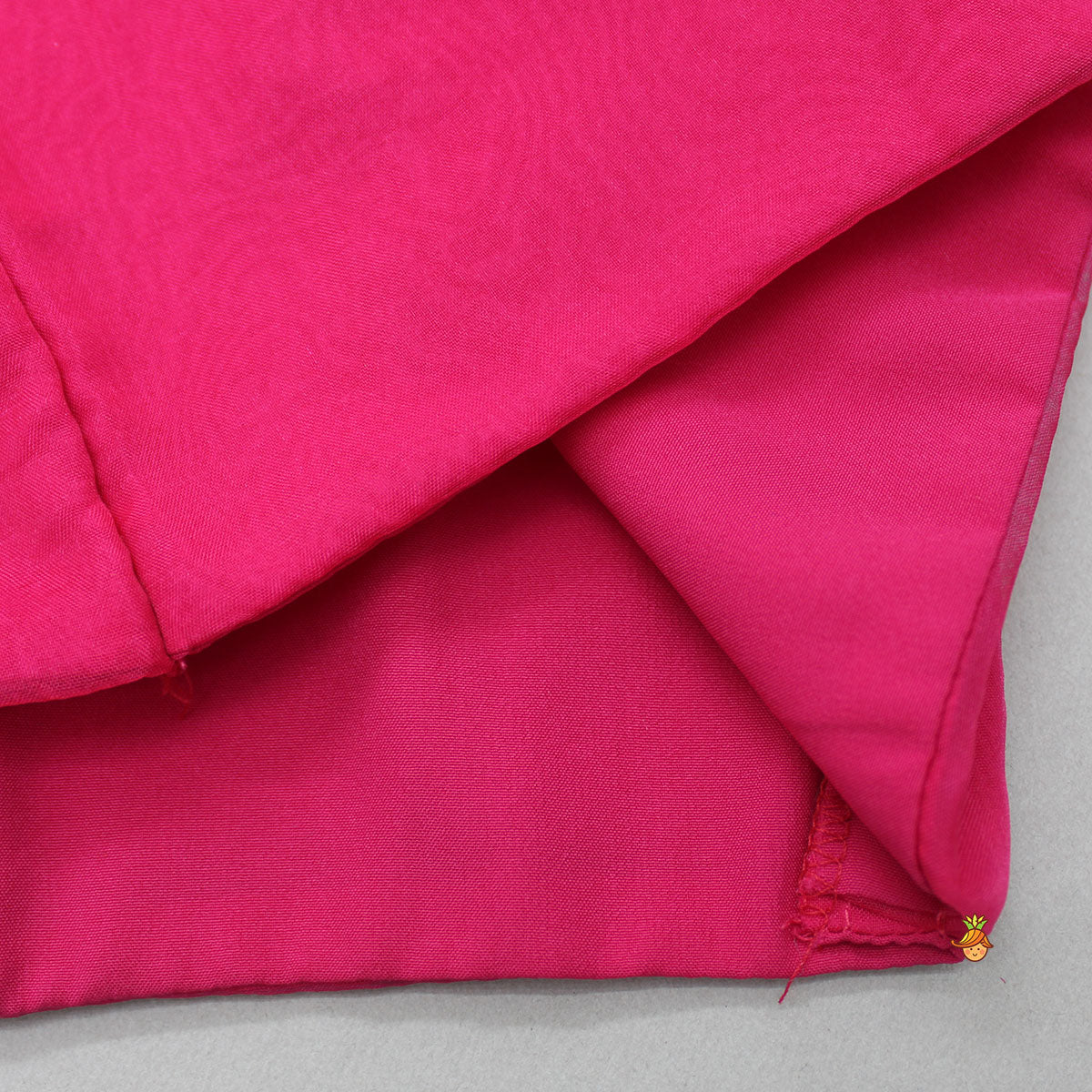 Triple Organza Layered Fuchsia Pink Flap Top And Floral Embroidered Aqua Blue Lehenga