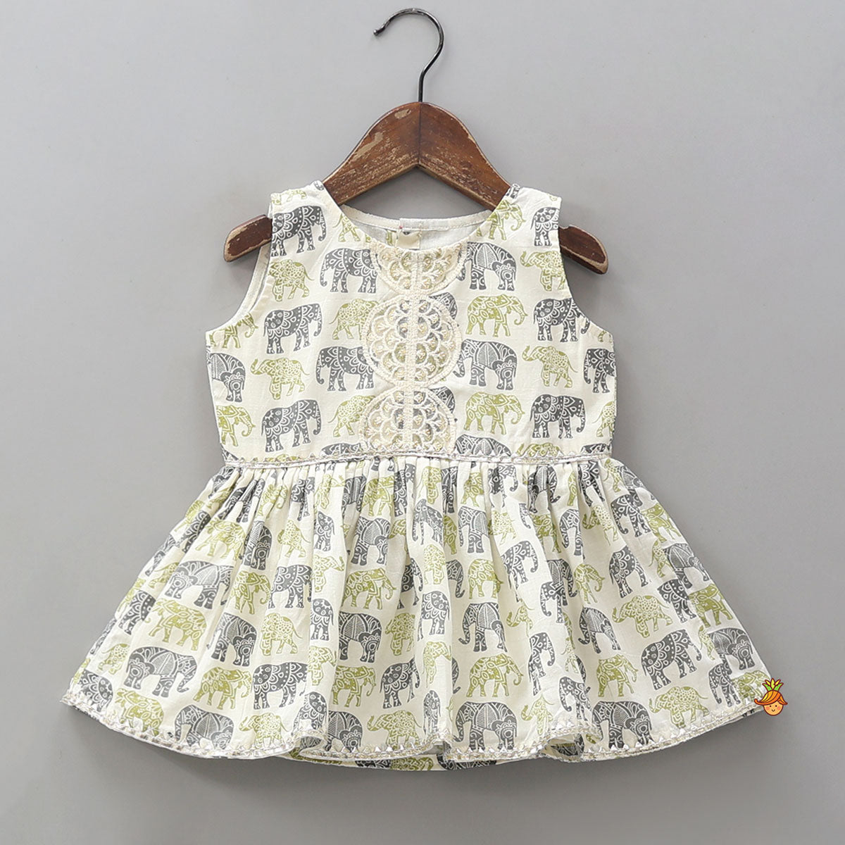 Elephant Hand Block Printed Kurti And Scalloped Lace Work Sharara