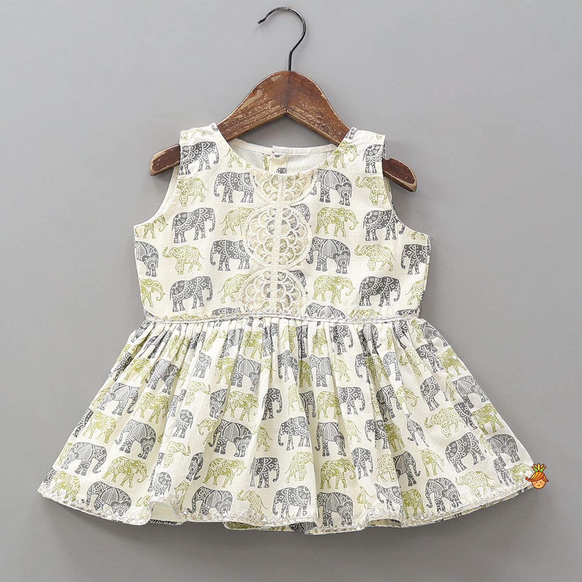 Elephant Hand Block Printed Kurti And Scalloped Lace Work Sharara