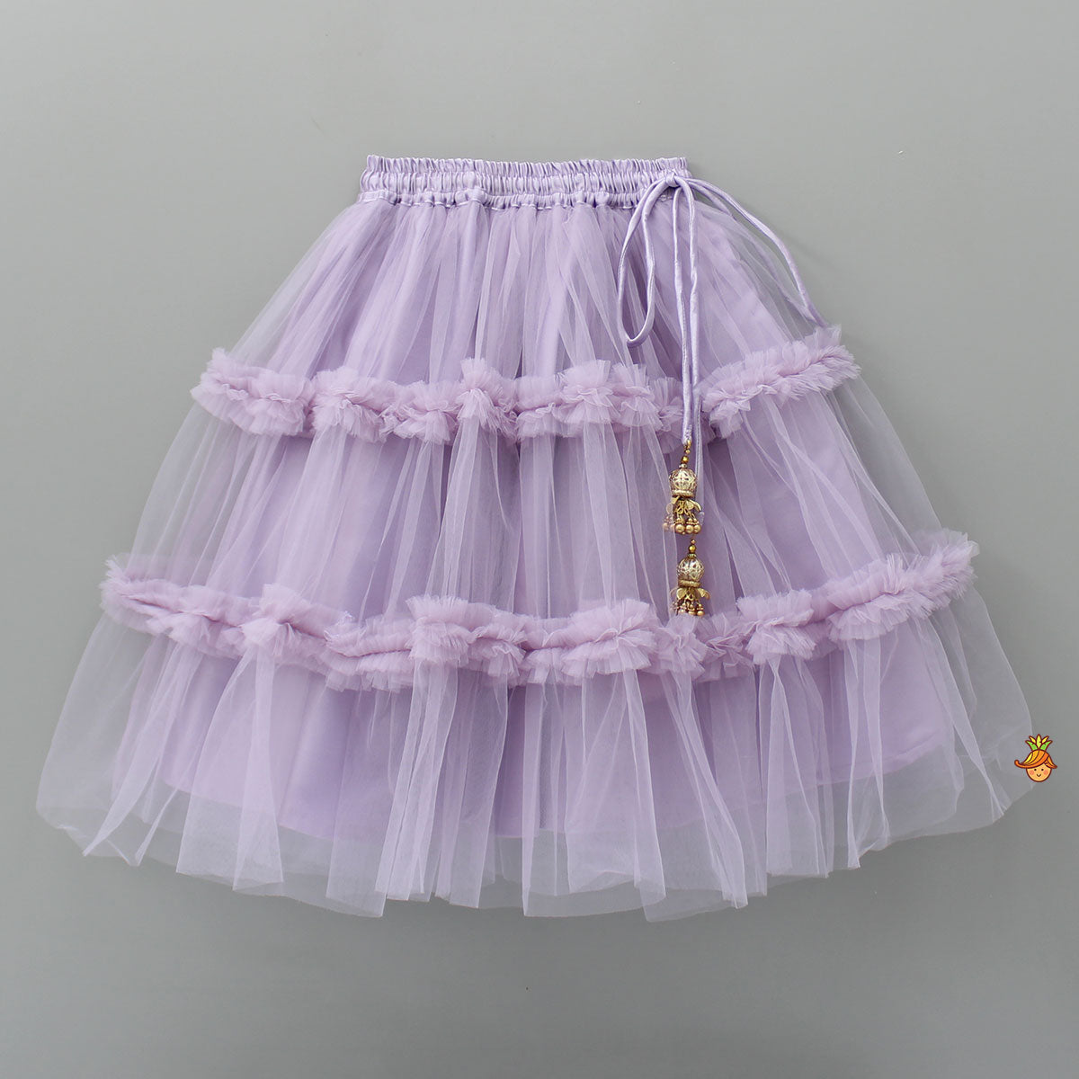 V Neck Sleeveless Lavender Top And Ruffle Frilly Lehenga