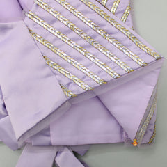 Pre Order: V Neck Sleeveless Lavender Top And Ruffle Frilly Lehenga