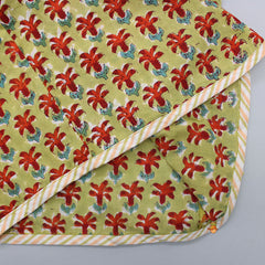 Pre Order: Tie Up Hand Block Printed Sage Green Angarkha Style Kurta And Striped Multicolour Dhoti