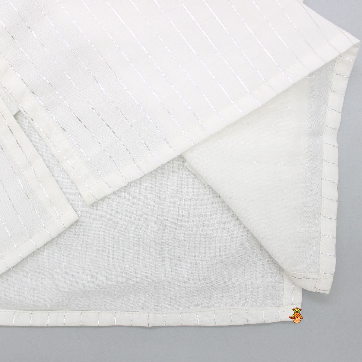 Cotton Lurex Striped White Kurta And Pyjama