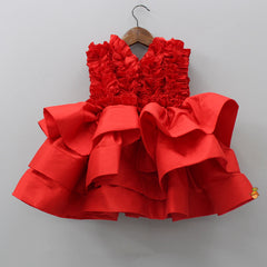Pre Order: Red Frills Enhanced Layered Dress