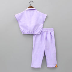 Pre Order: Contrasting Patch Pocket Detail Lavender Top And Pant