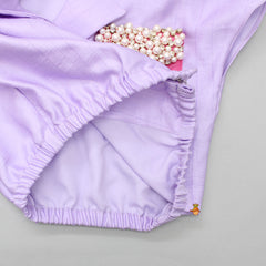 Pre Order: Contrasting Patch Pocket Detail Lavender Top And Pant