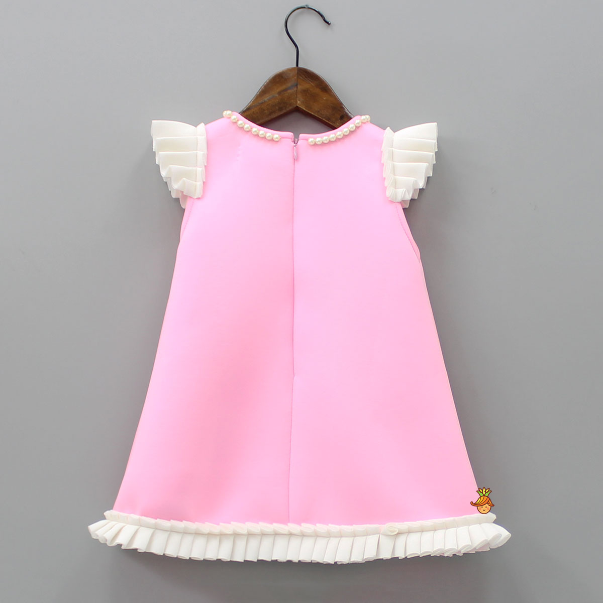 Cute Candy Embroidered Baby Pink Dress With Matching Head Band