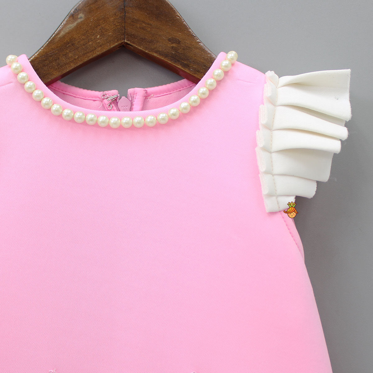 Cute Candy Embroidered Baby Pink Dress With Matching Head Band