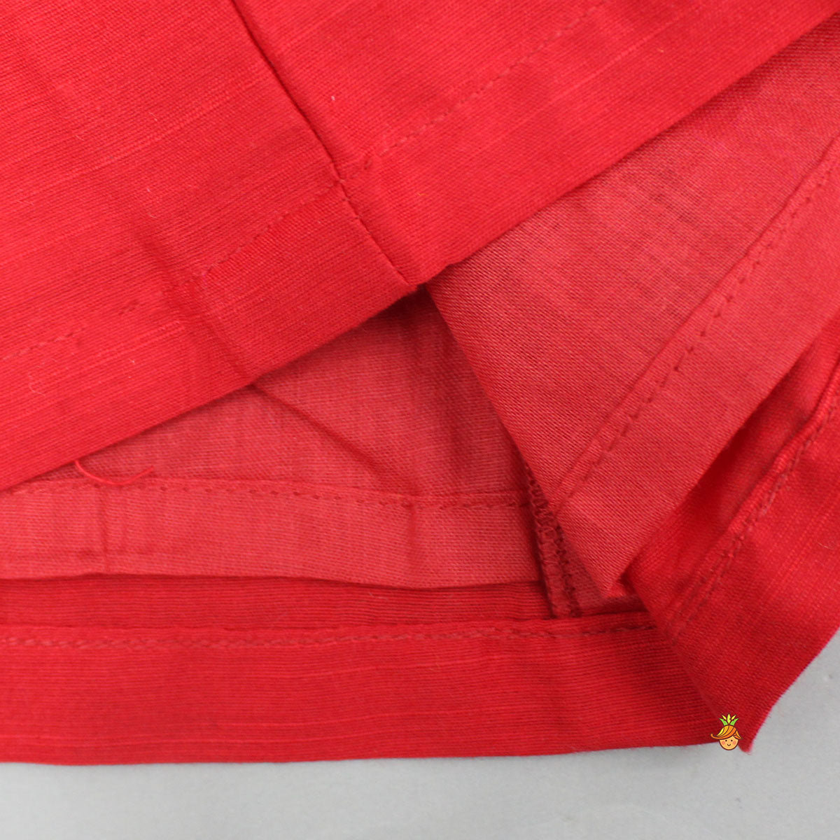 Reindeer Embroidered Red Kurta And Pyjama With Shawl