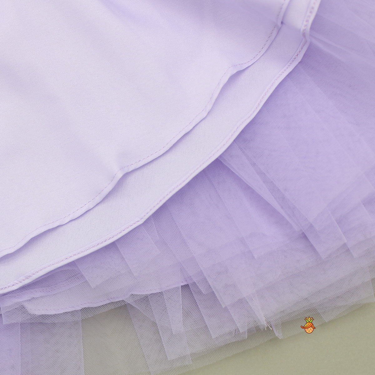 V Neck Ruffle Enhanced Lavender Fancy Gown