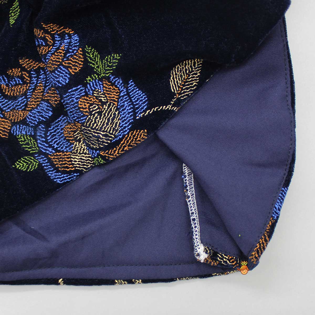 V Neck Gorgeous Navy Blue Floral Top And Lehenga