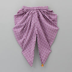 Pom Pom Lace Detail Lilac Top And Pleated Dhoti
