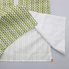 Cotton Mehendi Green Kurta With Sleeveless Open Jacket And White Pleated Dhoti