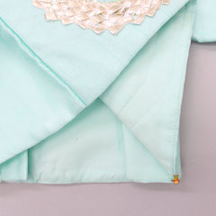 Pre Order: Yoke Gota Embroidered Mint Green Top And Contrasting Hot Pink Printed Lehenga