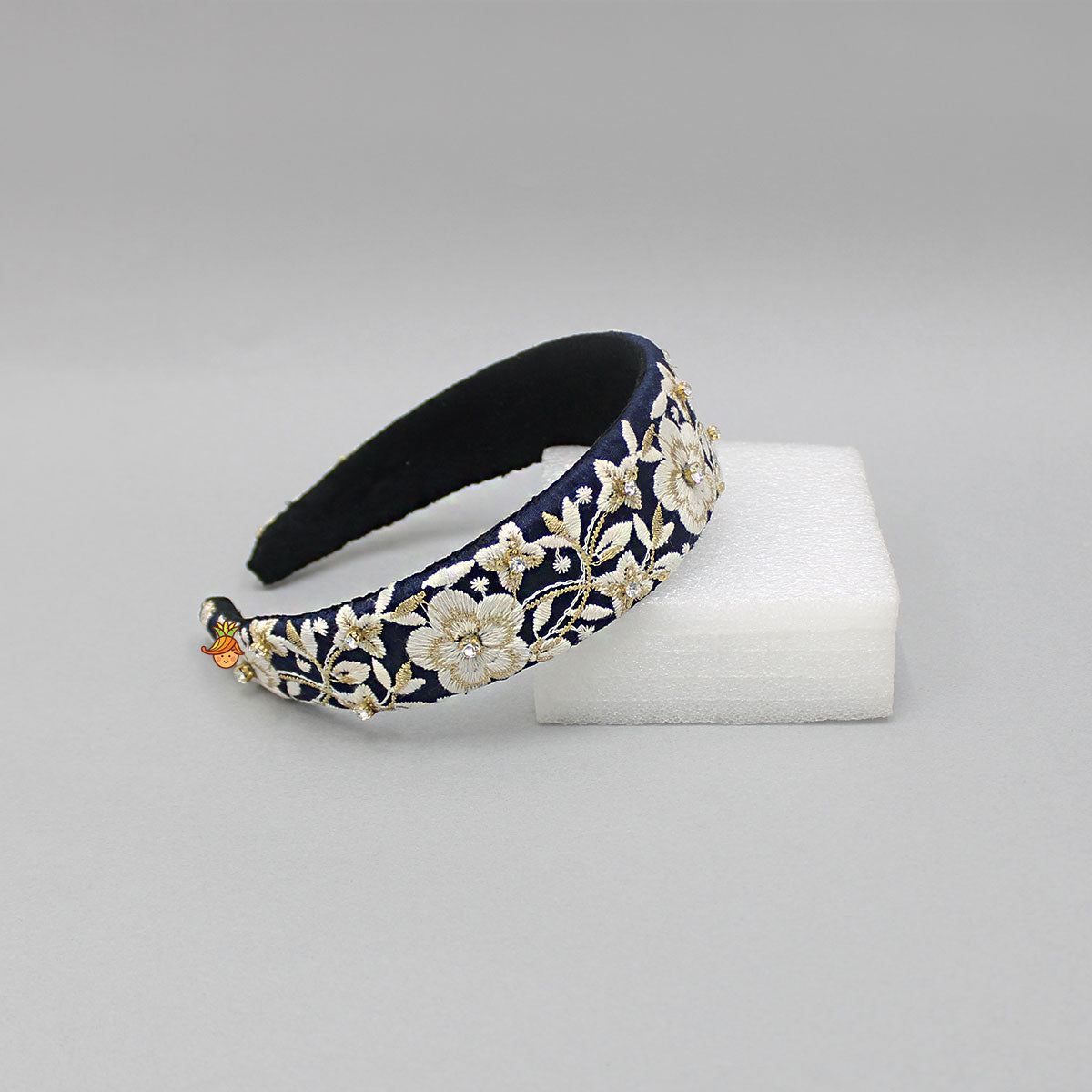 Fancy Navy Blue Zari Embroidered Hair Band