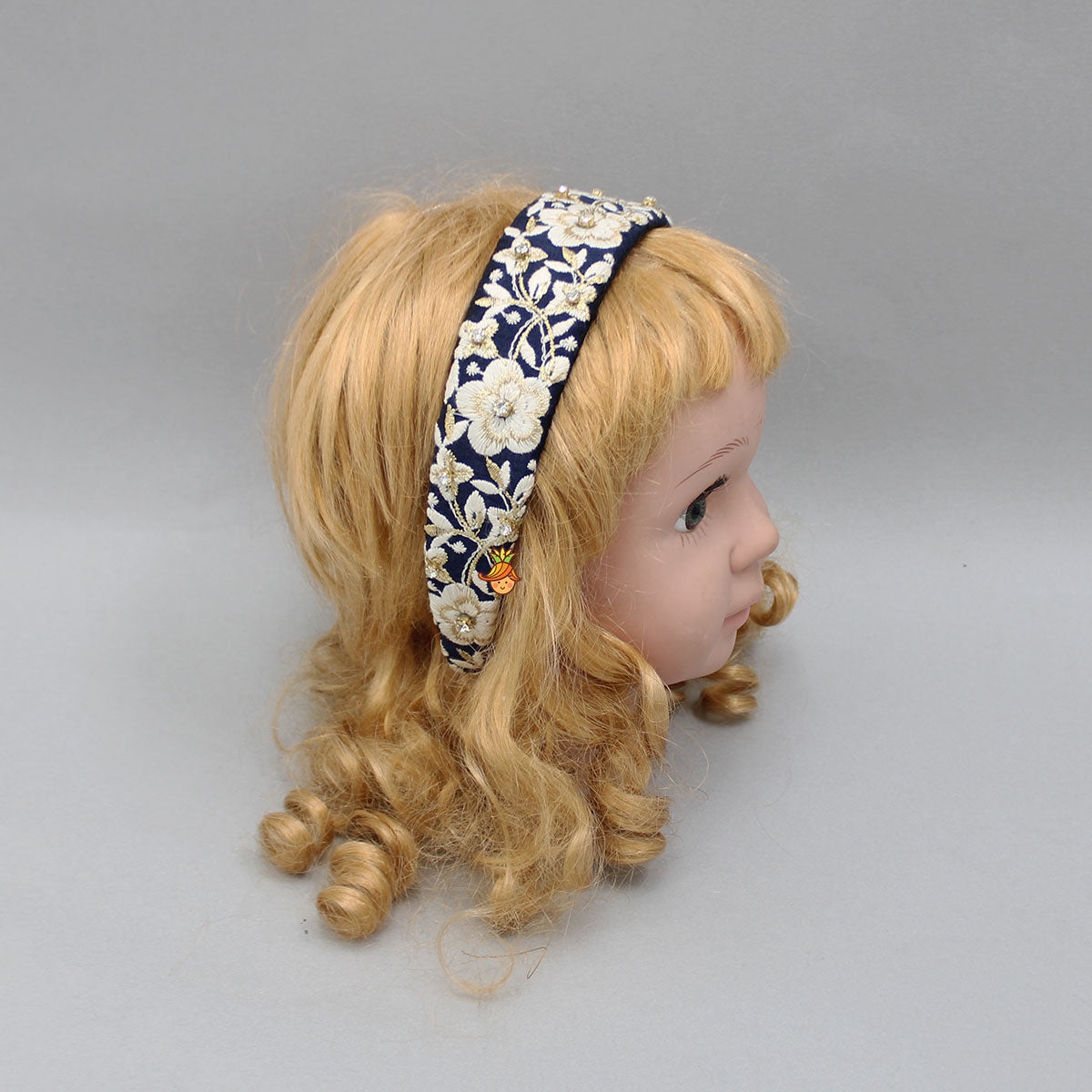 Fancy Navy Blue Zari Embroidered Hair Band