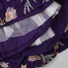 Pre Order: Gorgeous Purple Butterfly And Flowers Embroidered Top And Lehenga