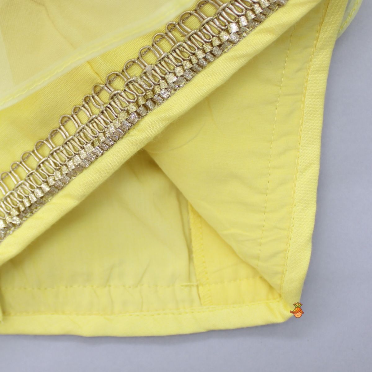 Organza Triple Layered Flap Pastel Yellow Top And Zari Embroidered Lehenga
