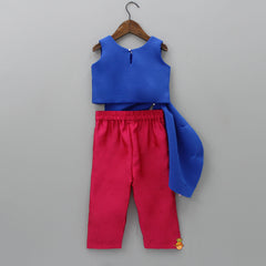 Pre Order: Oversized Bowie Royal Blue Stylish Top And Fuchsia Pink Pant