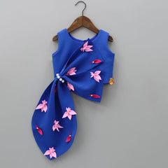 Pre Order: Oversized Bowie Royal Blue Stylish Top And Fuchsia Pink Pant
