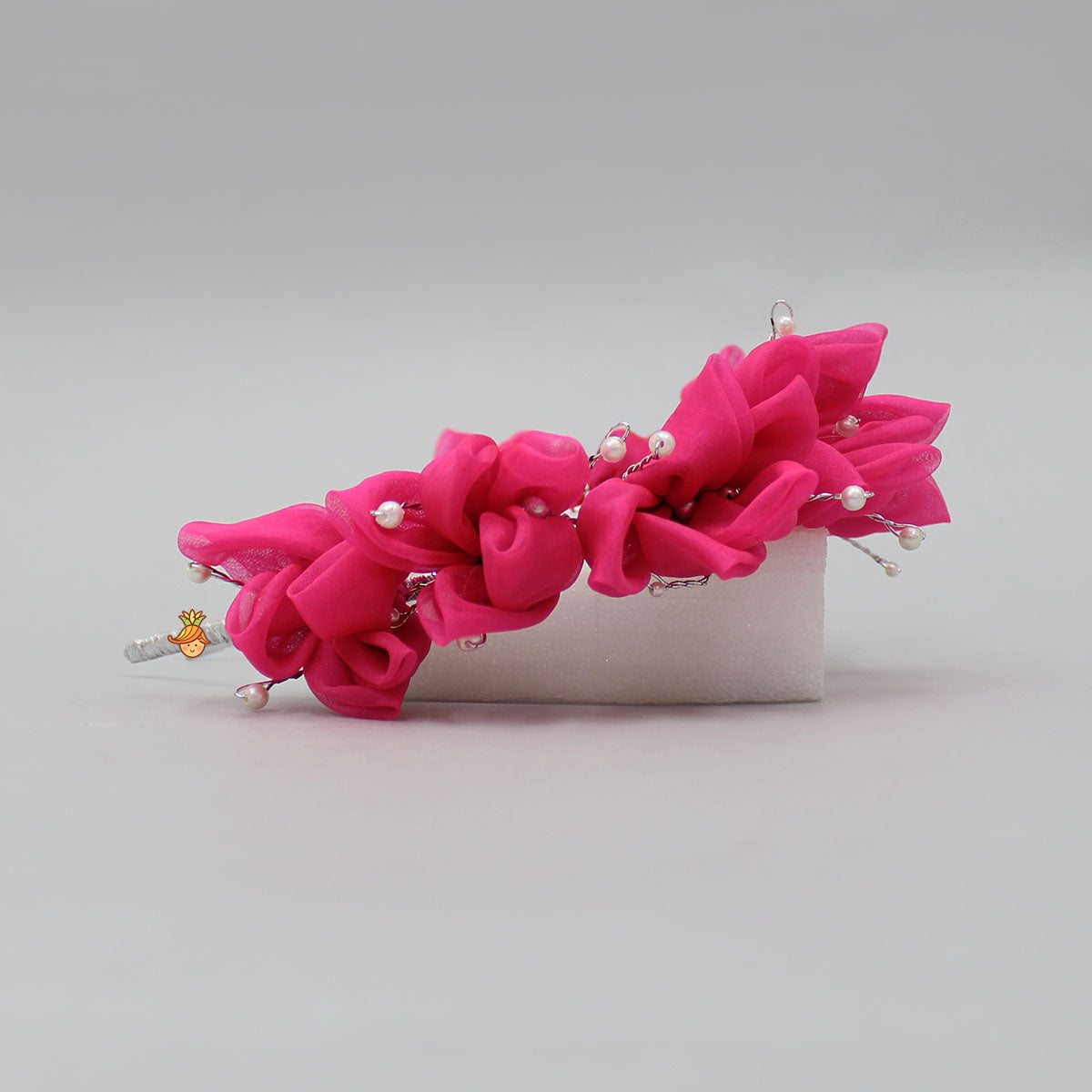 Flowers Embellished Hot Pink Hair Band