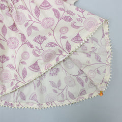Printed Angarkha Lilac And Cream Top With Cowl Dhoti