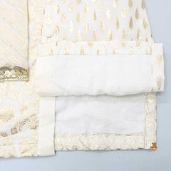 Pre Order: Patch Pocket Detail Chanderi Embroidered Cream Attached Flap Kurta And Pyjama