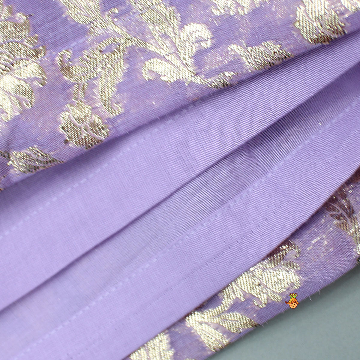 Elegant Pastel Purple Embroidered One Shoulder Top With Lehenga And Gota Lace Detail Dupatta