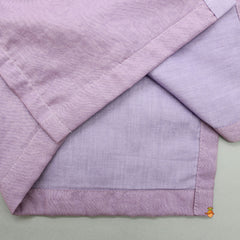 Pre Order: Zari Embroidered Front Open Pastel Purple Flap Kurta And Off White Pyjama
