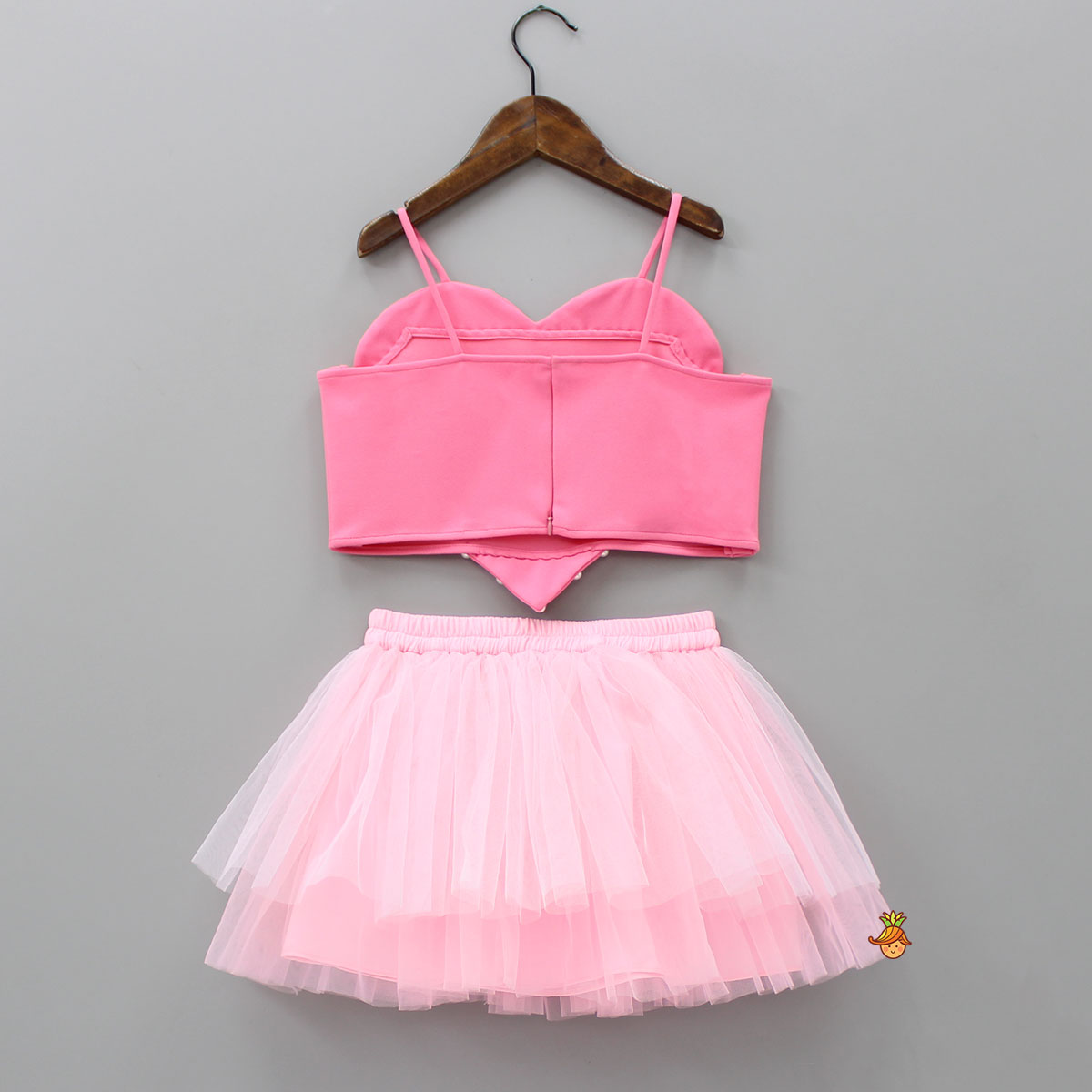 Pre Order: Neoprene Heart Shaped Fancy Flamingo Pink Crop Top And