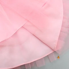 Pre Order: Neoprene Heart Shaped Fancy Flamingo Pink Crop Top And Layered Skirt