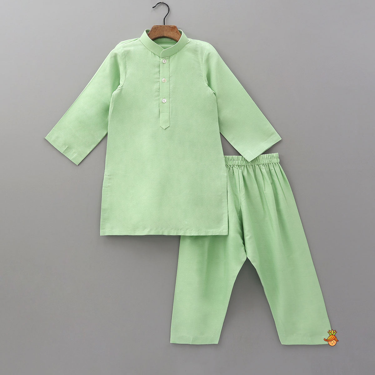 Green Kurta With Cotton Silk Embroidered Jacket And Pyjama