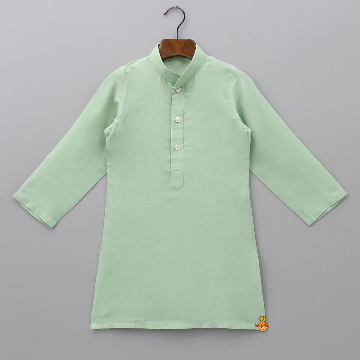 Sage Green Kurta With Cotton Silk Embroidered Jacket And Pyjama
