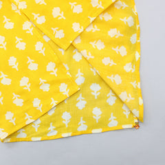 Pre Order: Patch Pocket Detail Bandhani Printed Front Placket Yellow Kurta And White Pyjama
