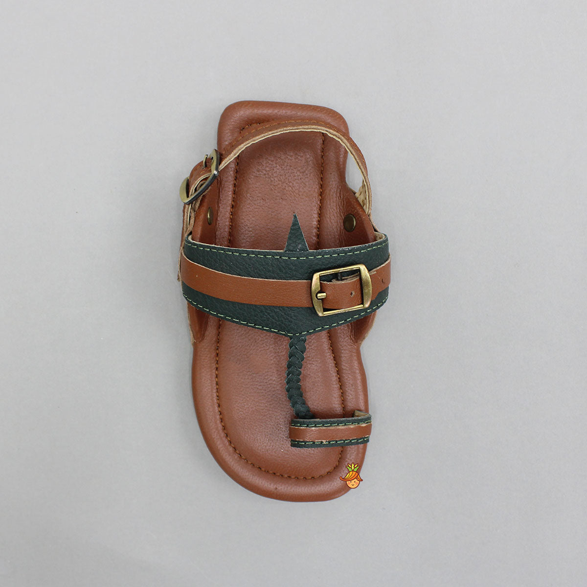 Orange Rust Buckled Kolhapuri Flats