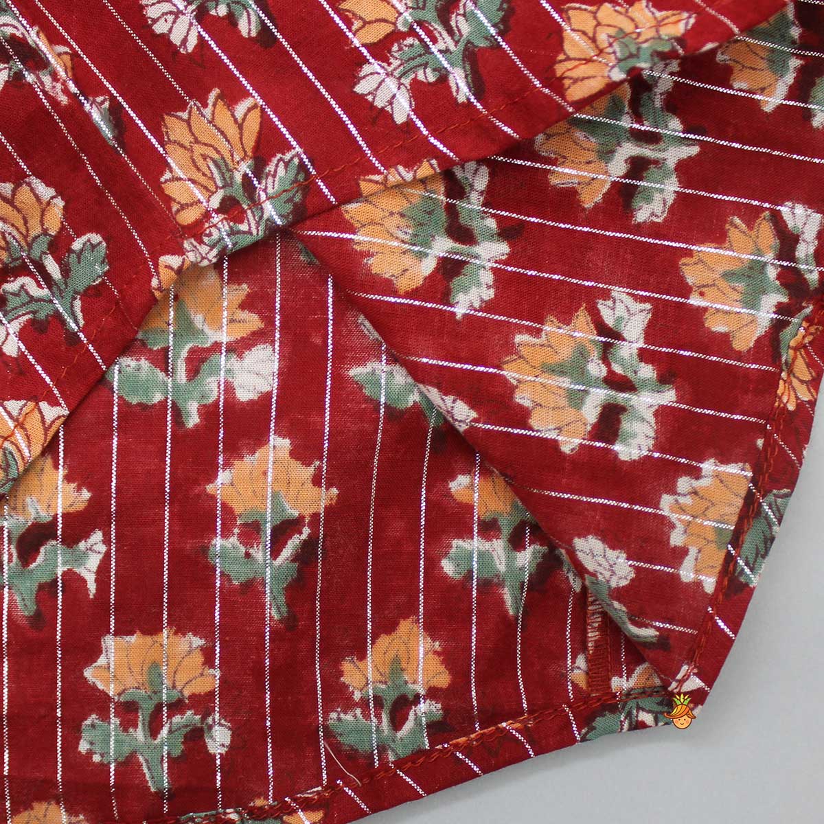 Floral Printed Patch Pocket Detail Red Shirt