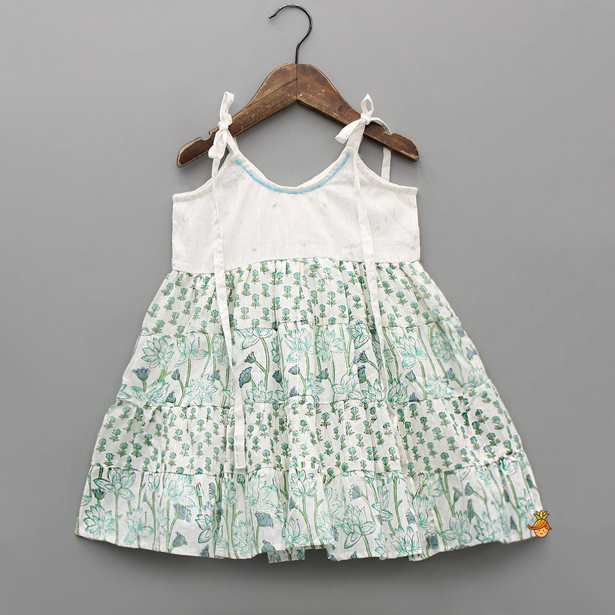 Beads Hand Embroidered Yoke Tie Up Straps Dress