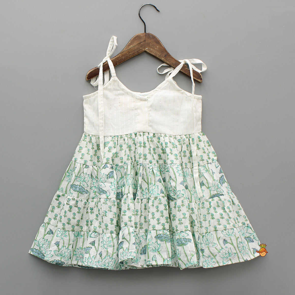 Beads Hand Embroidered Yoke Tie Up Straps Dress