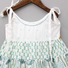 Pre Order: Beads Hand Embroidered Yoke Tie Up Straps Dress