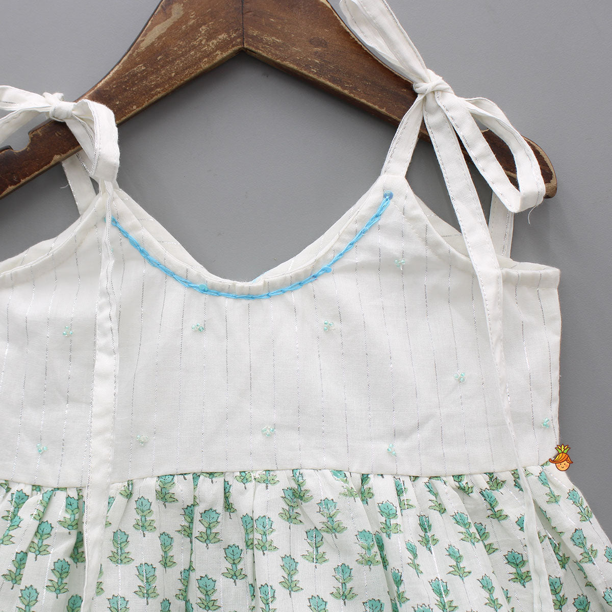 Beads Hand Embroidered Yoke Tie Up Straps Dress