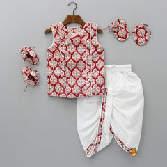 Pre Order: Ethnic Printed Cotton Lurex Infant Set With Swaddle