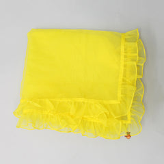 Pre Order: Beaded Yellow Top And Shibori Printed Lehenga With Ruffle Dupatta