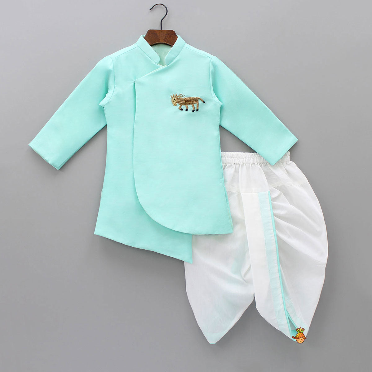 Horse Embroidered Jodhpuri Sherwani And Dhoti