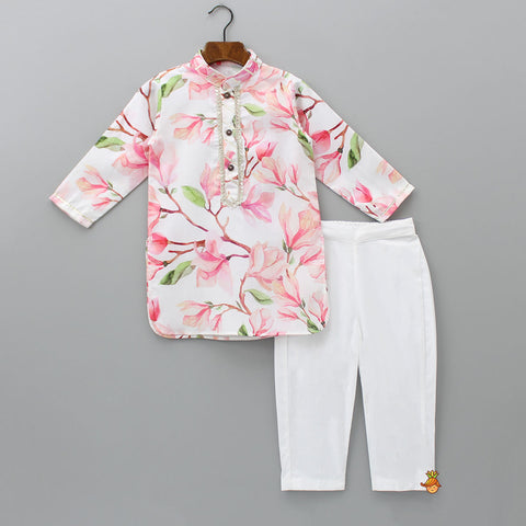 Pre Order: Floral Printed Multicolour Kurta And Pyjama